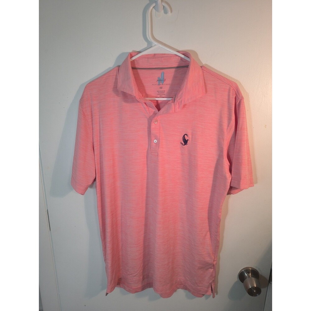 Johnnie-O Featherweight Golf Polo Men M Pink Heather Prairie Chicken Tour Logo